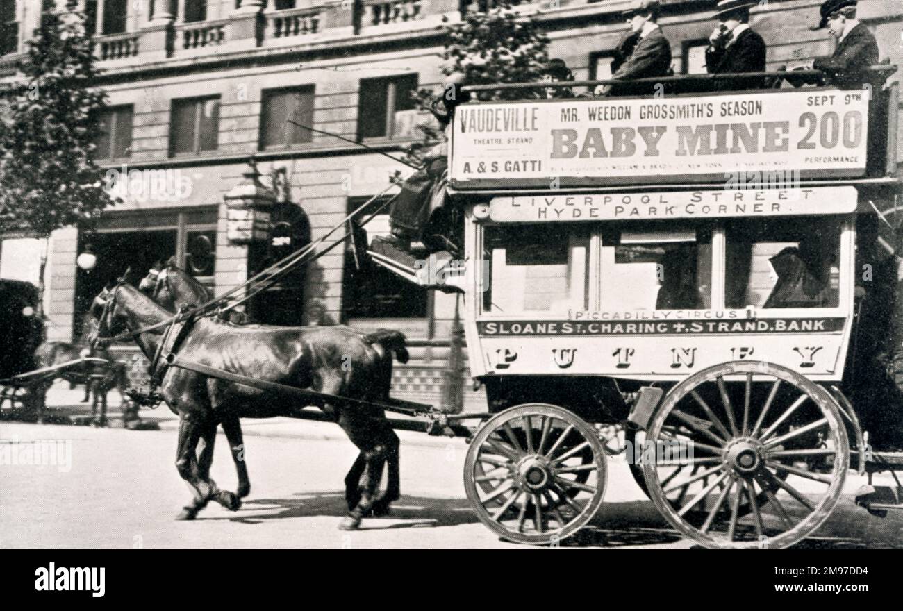 Hackney carriage travelling between Liverpool Street and Hyde Park Corner Stock Photo