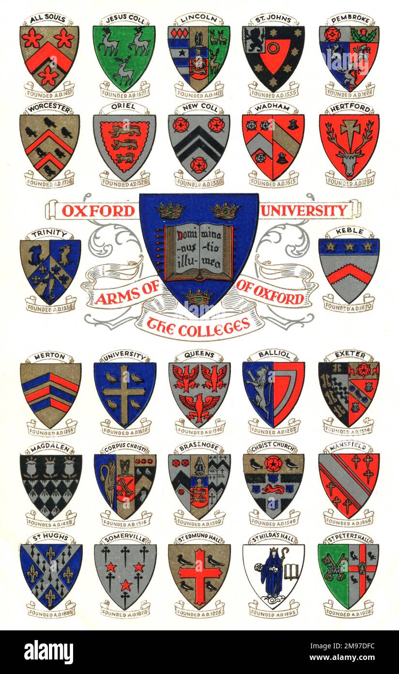 Coats of arms of colleges at Oxford University Stock Photo Alamy