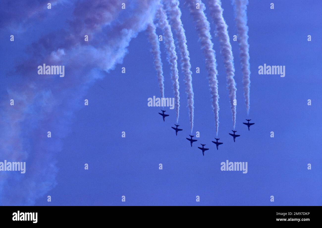Raf System RAFAT RAF Red Arrows BAe Systems Hawks perform in Big Seven formation ...
