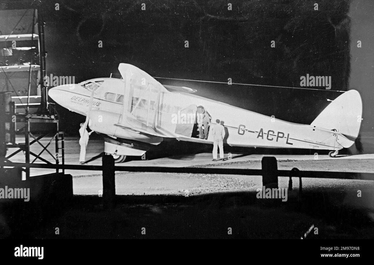 De Havilland Express G-ACPL ‘Delphinus’ of  Imperial Airways  at Croydon c 1939 Stock Photo