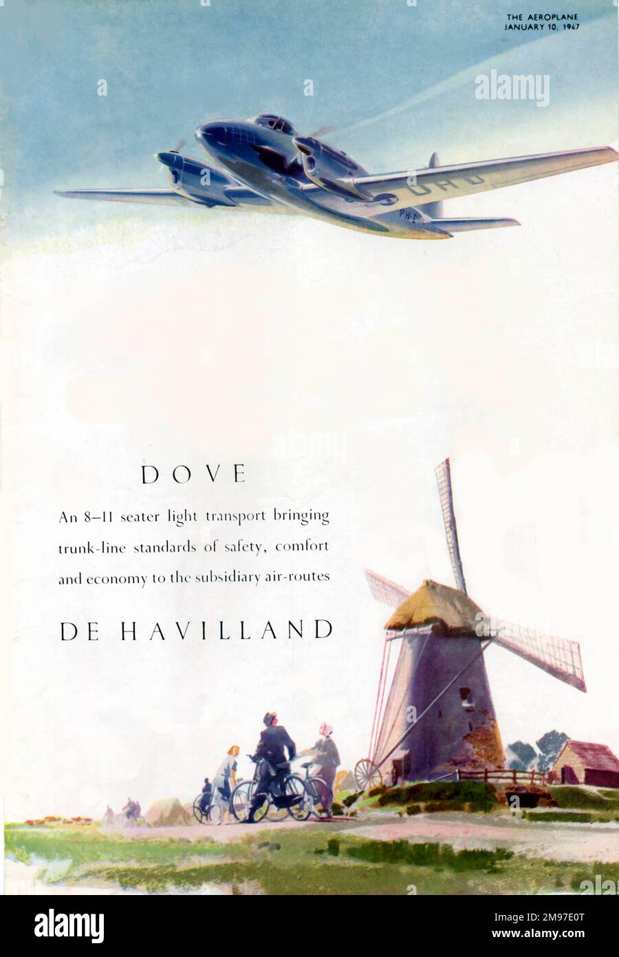 Adverts-De Havilland Dove. Stock Photo