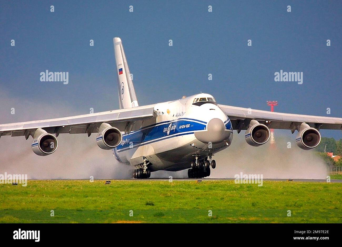 Antonov An-124-100 Ruslan of Volga Dnepr landing - PR 280813. Stock Photo