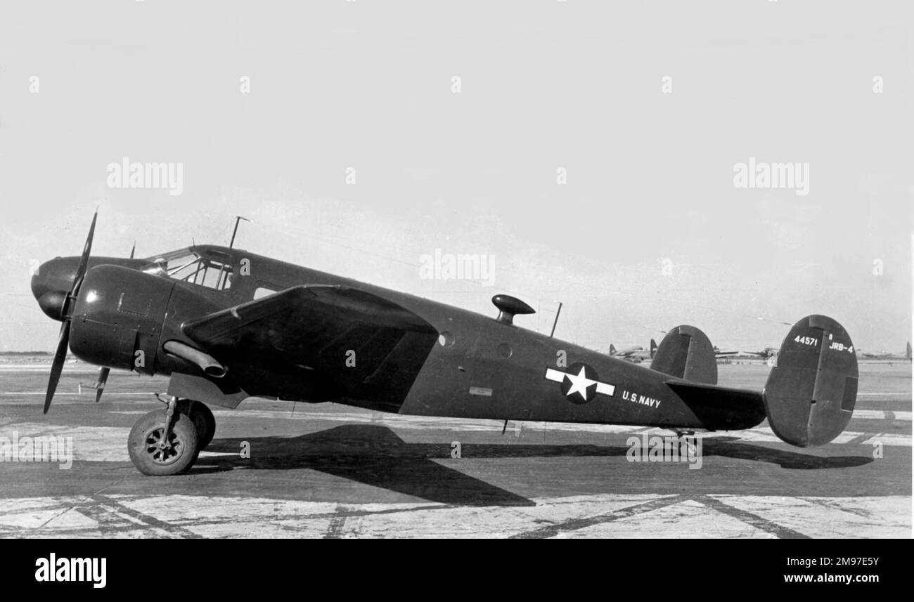 Beech JRB-4-the US Navy version of the Beech Model 18 First flown in January 1937, more than 9, 000 were built Most numerous of these was the US Army Air Force's AT-11 and C-45. Stock Photo