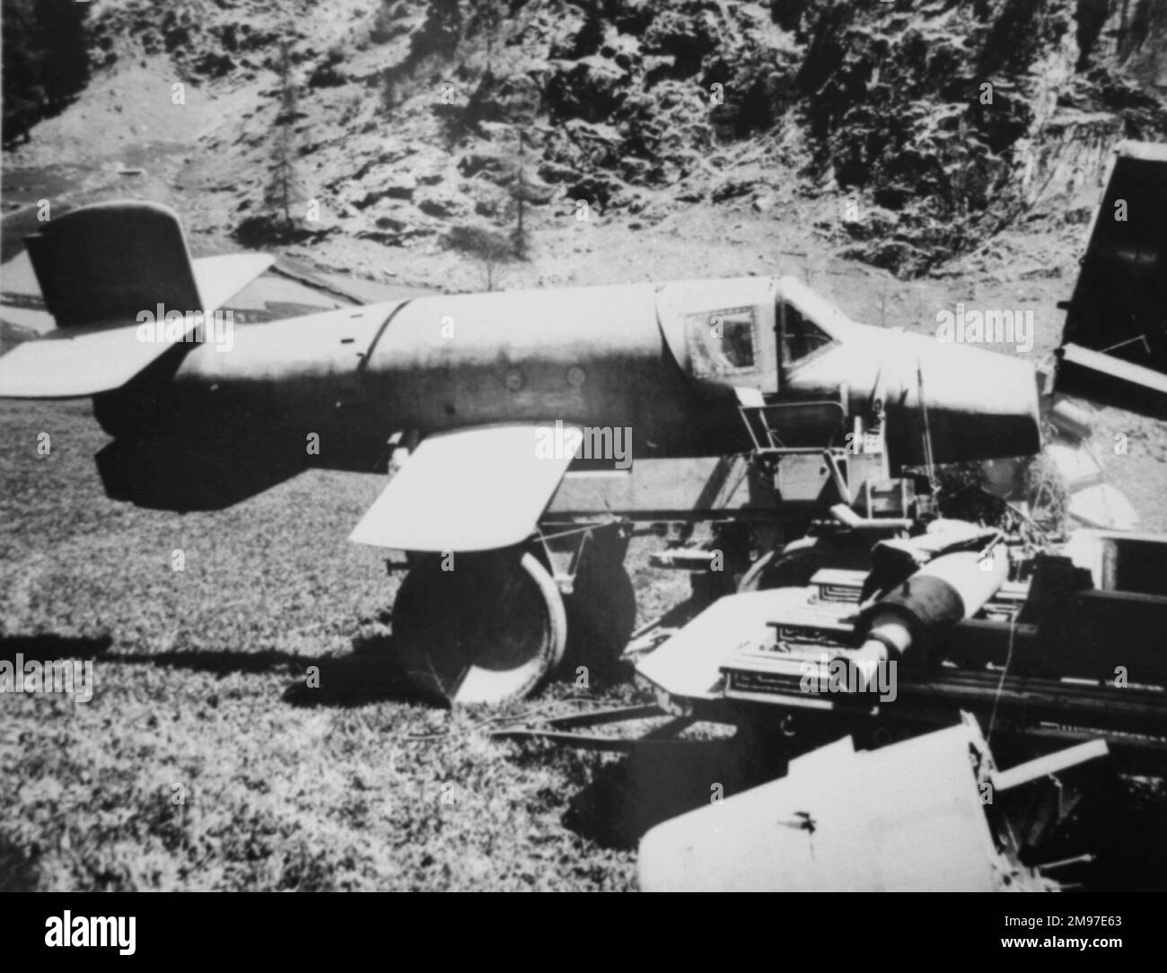 Bachem Ba 349A Natter needed a handling dolly to be moved around prior to launch. Stock Photo