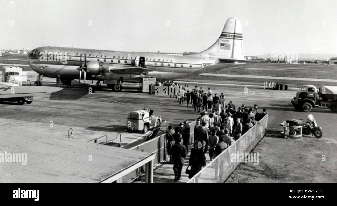 Boeing 377 Stratocruiser of Pan Am at Los Angeles, 1949 Stock Photo - Alamy