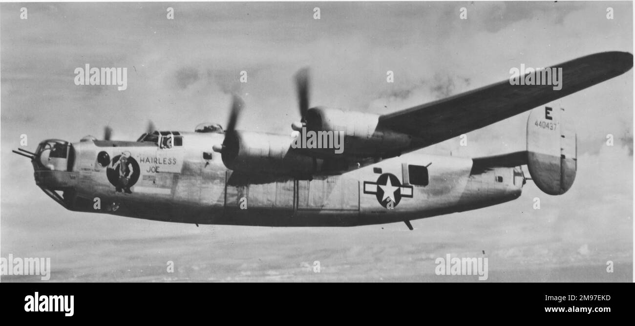 Consolidated B-24J 'Hairless Joe' flying. Stock Photo