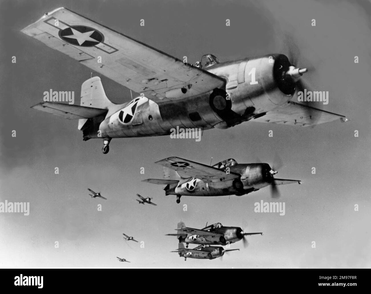 Grumman F4F-4 Wildcat -came into service just in time to counter the early successes of the Japanese Mitsubishi A6M 'Zero'. Stock Photo