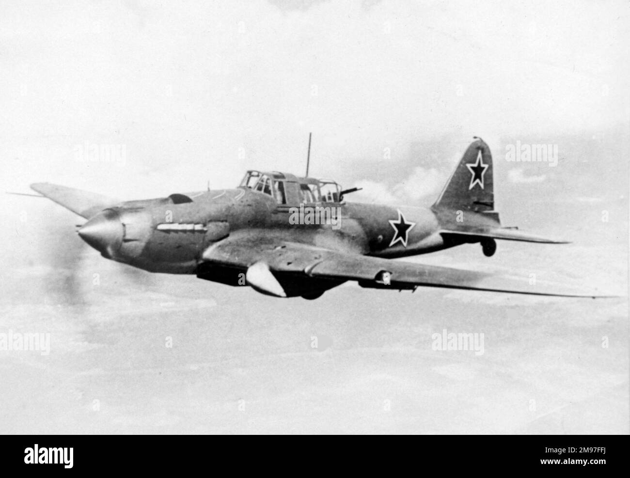 Ilyushin Il-2M -vulnerable to attack from behind, the rear gunner version entered service in Summer 1942 Nearly 36, 200 built. Stock Photo
