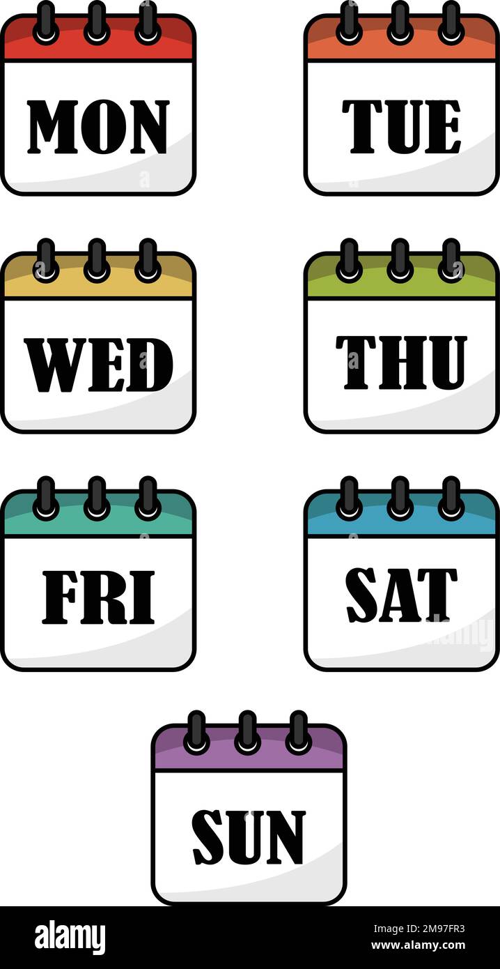 Days of the week on isolated background. Vector illustration Stock ...