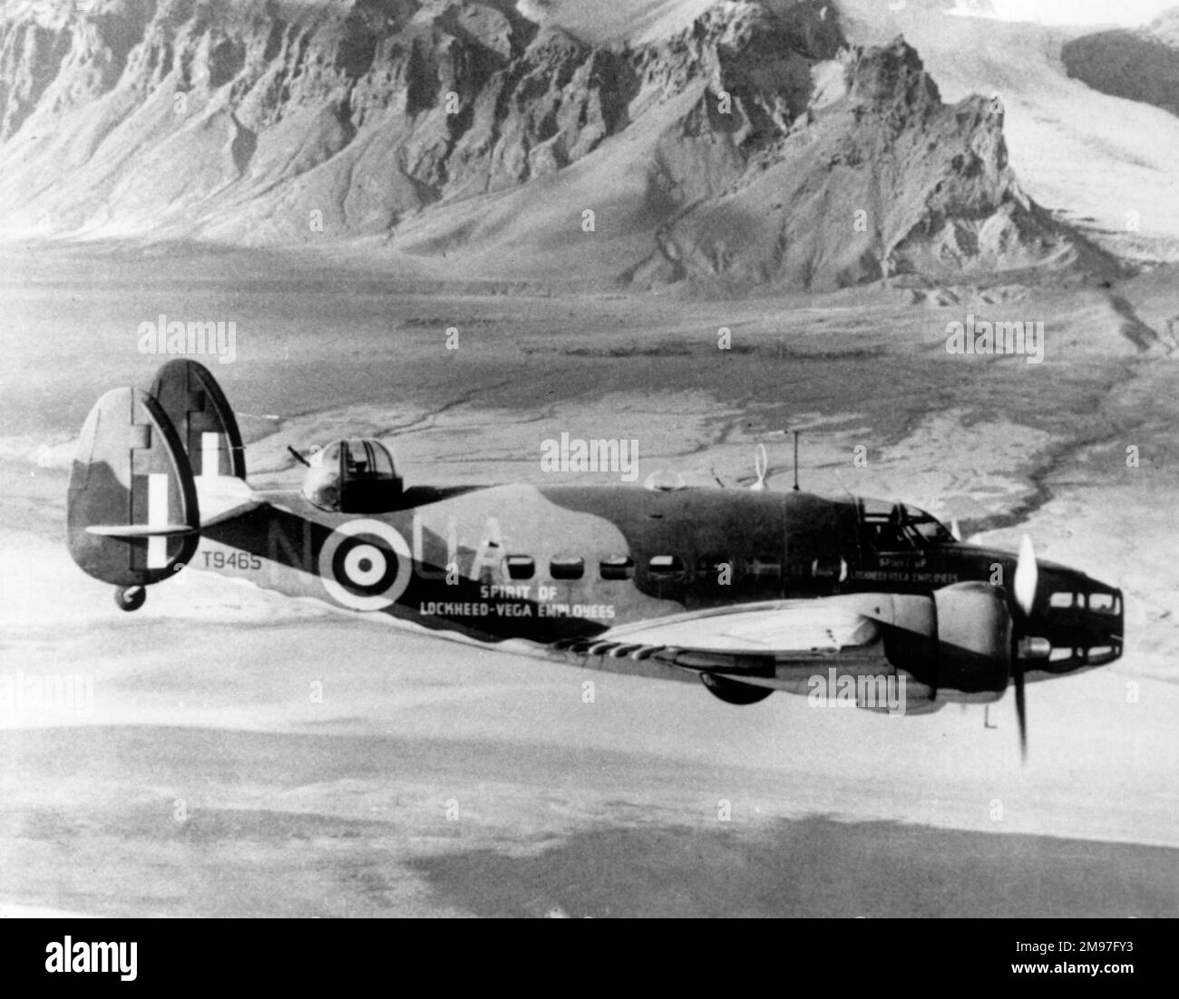 Lockheed Hudson (side view) aloft-RAF. Stock Photo