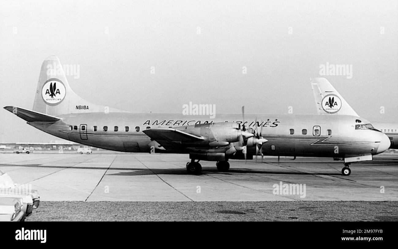 Lockheed L-188 Electra of American's N6118A at JFK. Stock Photo