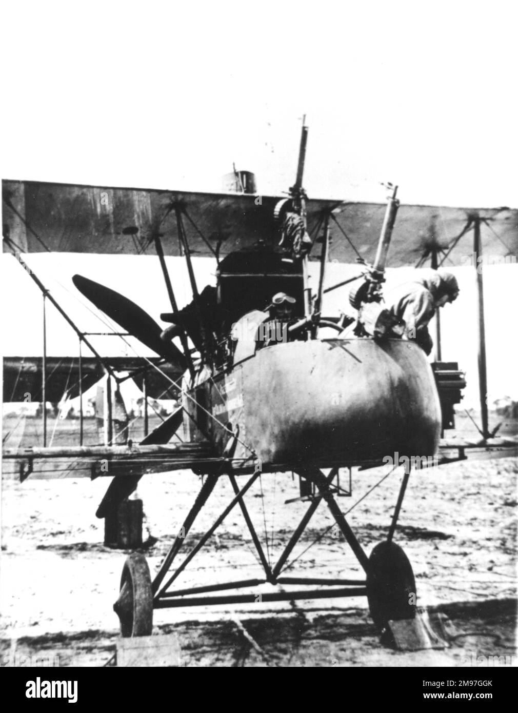 Royal Aircraft Factory FE 2d  two seater plane, with pilot, observer and reconnaissance camera.  It helped end the scourge of the notorious Fokker Eindecker. Stock Photo