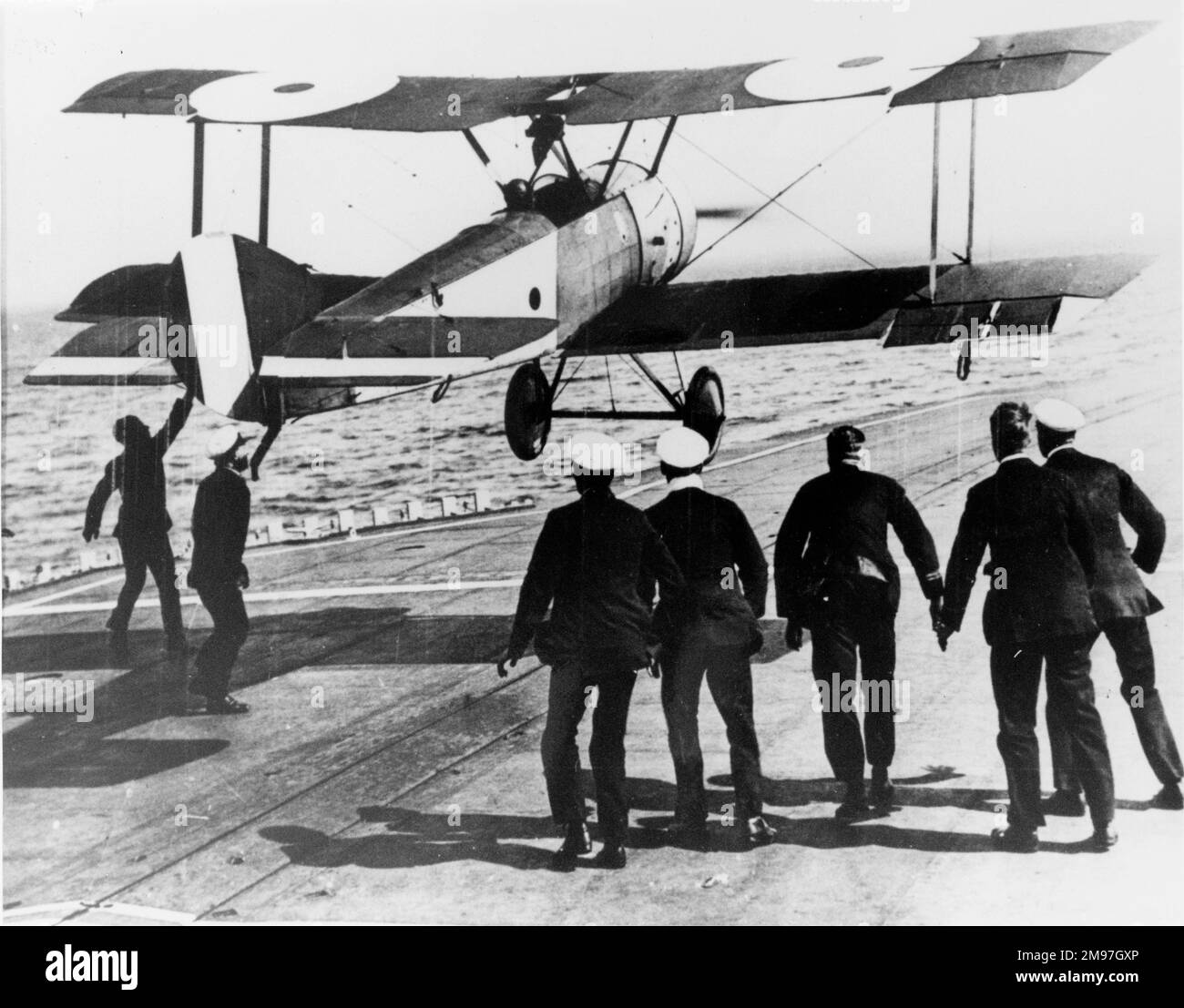 Sopwith Pup flown by Lt Dunning onto HMS Furious and subsequently killed in these trials. Stock Photo