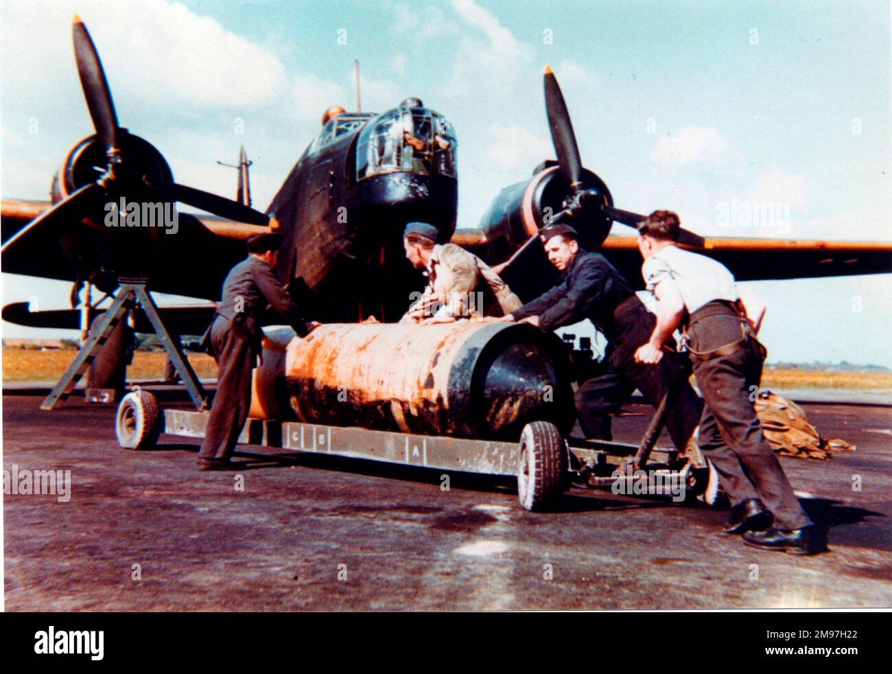 Vickers Wellington IC -seen being 'bombed up'. Stock Photo