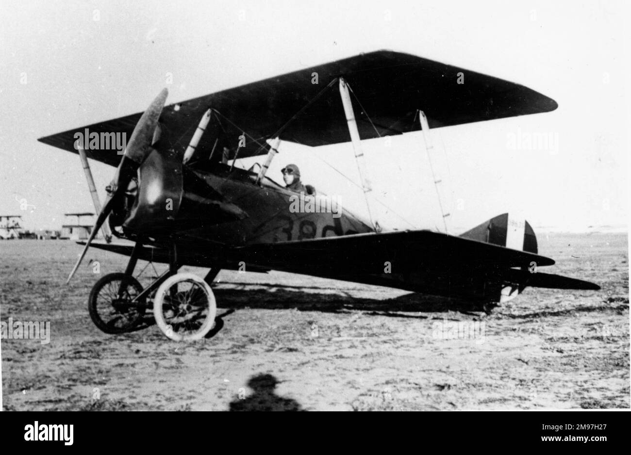 Thomas Morse S-4C single-seat fighter (American).  The S-4 design began in autumn 1916, the first flight was made in spring 1917, evaluation in June 1917, and deliveries began in November 1917.  The S-4C was the dominant version.  Seen here is a US Army S-4C, serial no. 38635, at San Diego's Rockwell Field in late 1918. Stock Photo