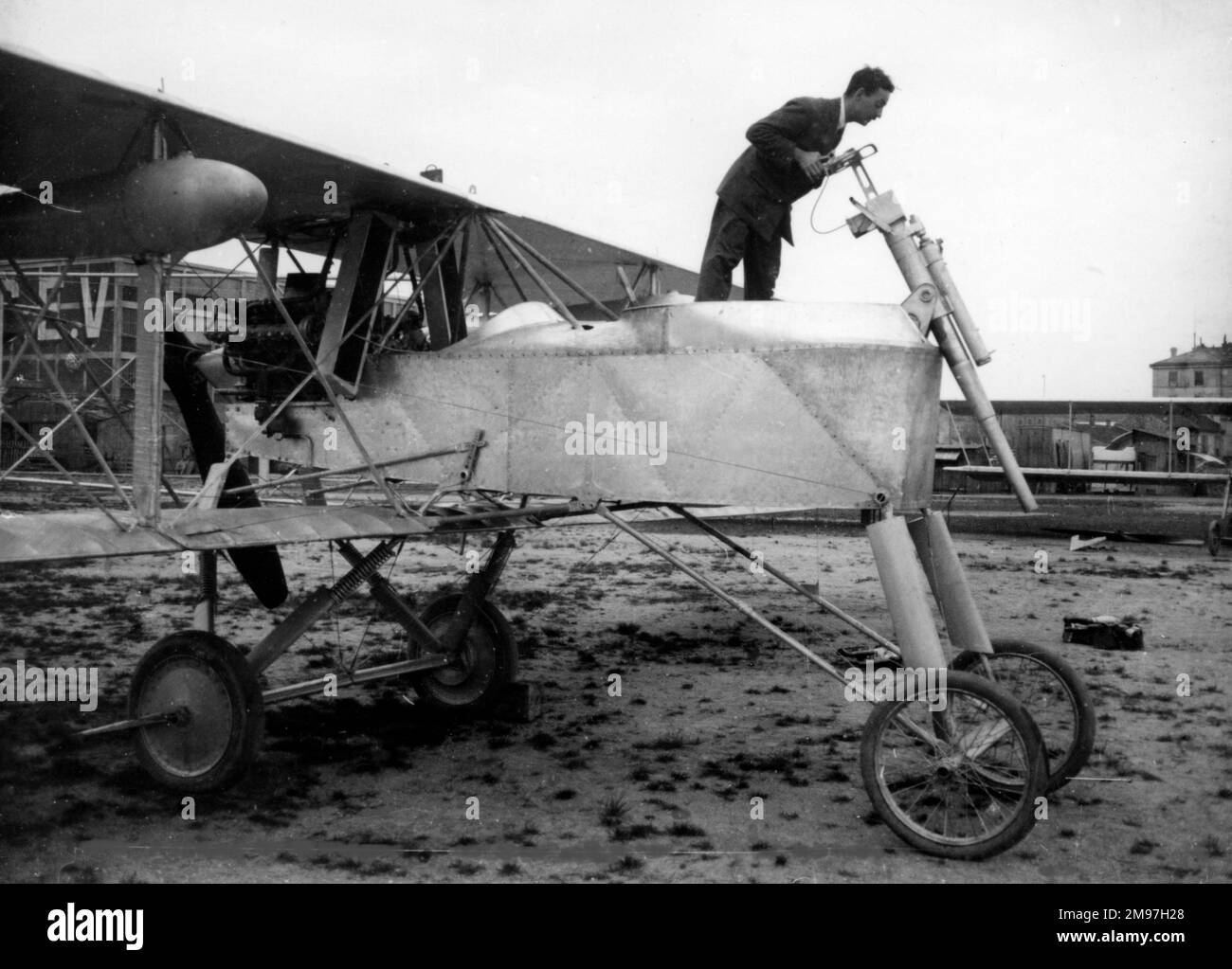 Voisin 7 or LC two seater of 1916, seen with a nose mounted 37mm cannon. Stock Photo