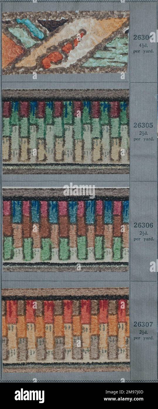 Four art deco style border designs in an SMB wallpaper sample book. Stock Photo