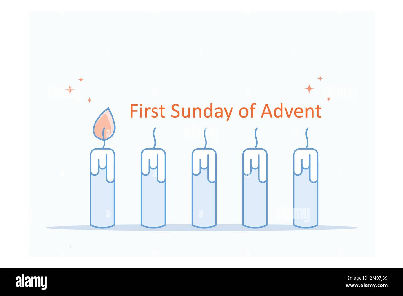 One burning advent candle. Erster Advent german text. Flat Holiday