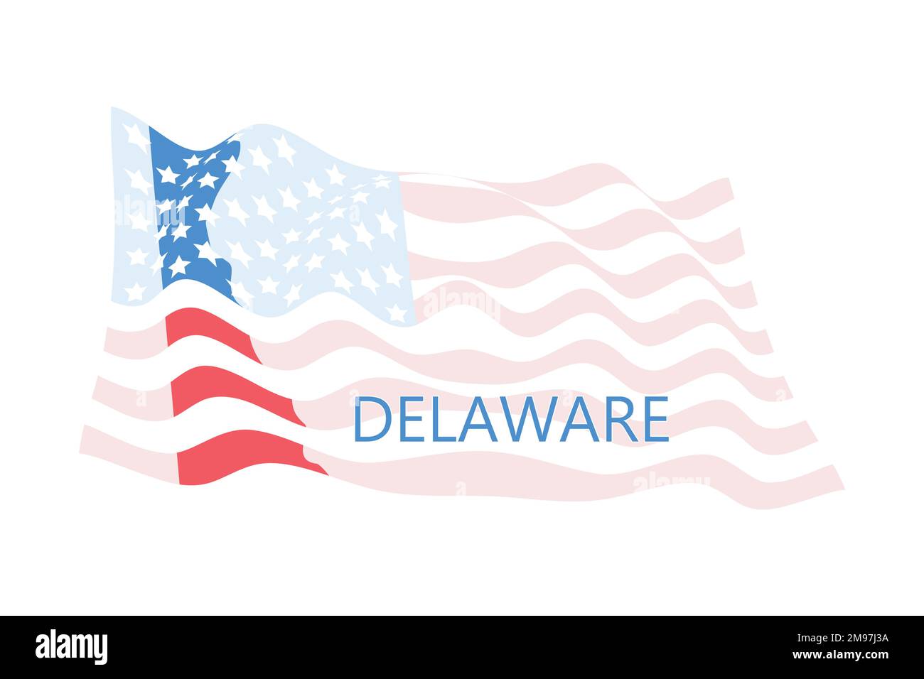 Shape of Delaware state map with American flag, can use for united states of America indepenence day, nationalism, and patriotism illustration, flat v Stock Vector