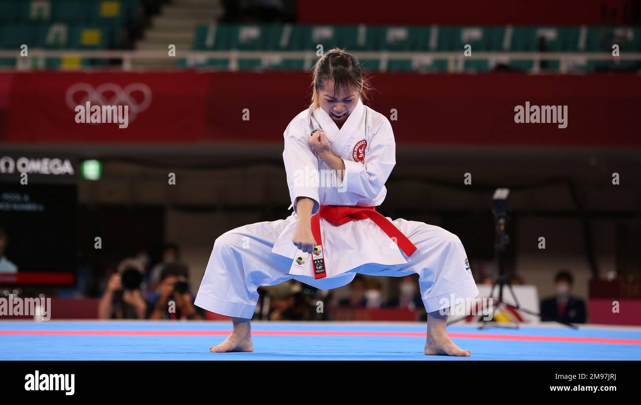 AUG 5, 2021 - TOKYO, JAPAN: Grace LAU of Hong Kong competes in the Women's Kata Elimination Round at the Tokyo 2020 Olympic Games (Photo by Mickael Chavet/RX) Stock Photo