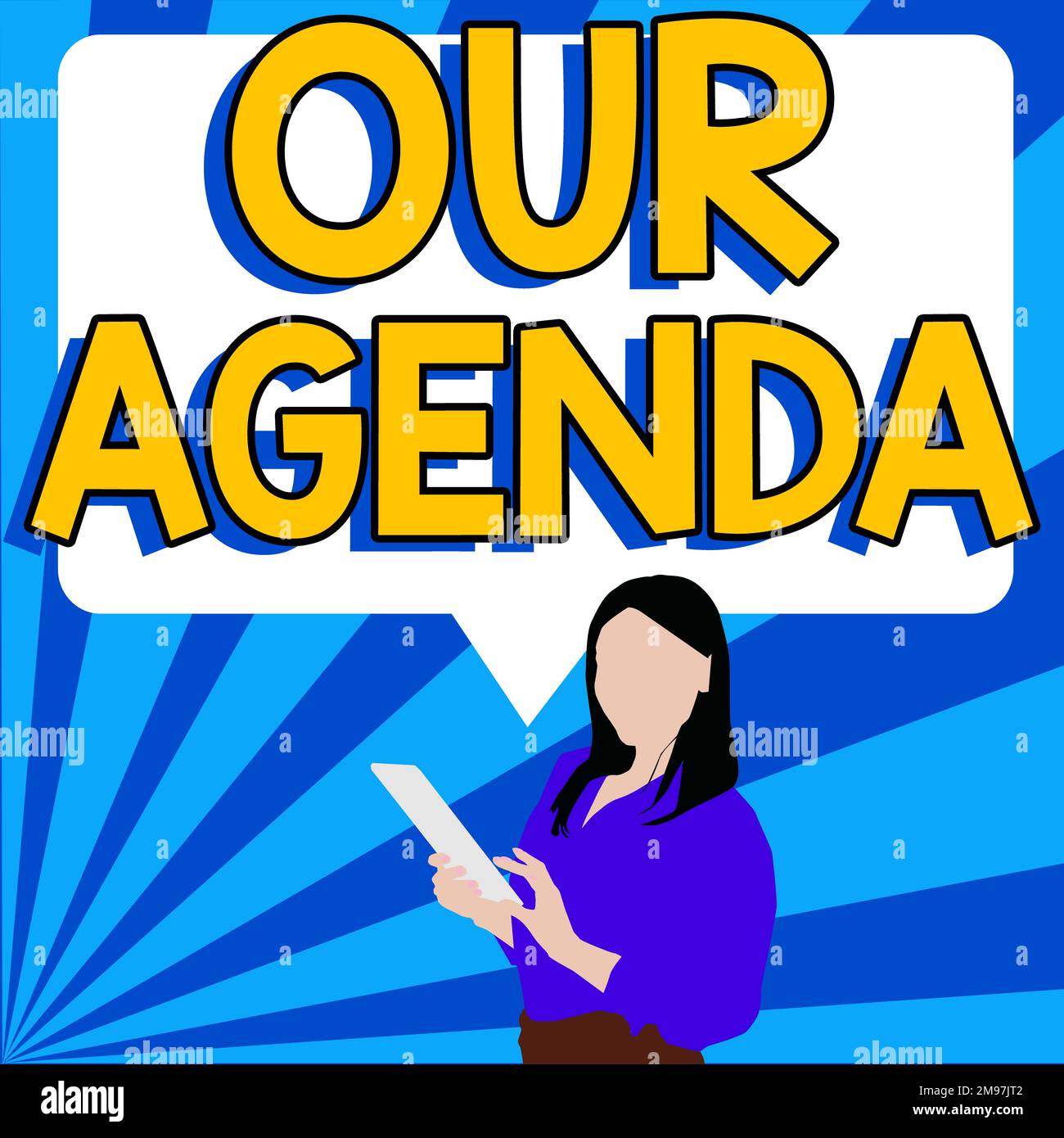 Hand writing sign Our Agenda. Conceptual photo Personal schedule ...