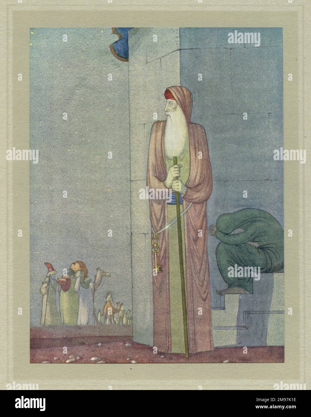 Illustration to Hassan (The Story of Hassan of Baghdad and How he Came to Make the Golden Journey to Samarkand), a verse drama by James Elroy Flecker, with illustrations by Thomas Mackenzie. Stock Photo