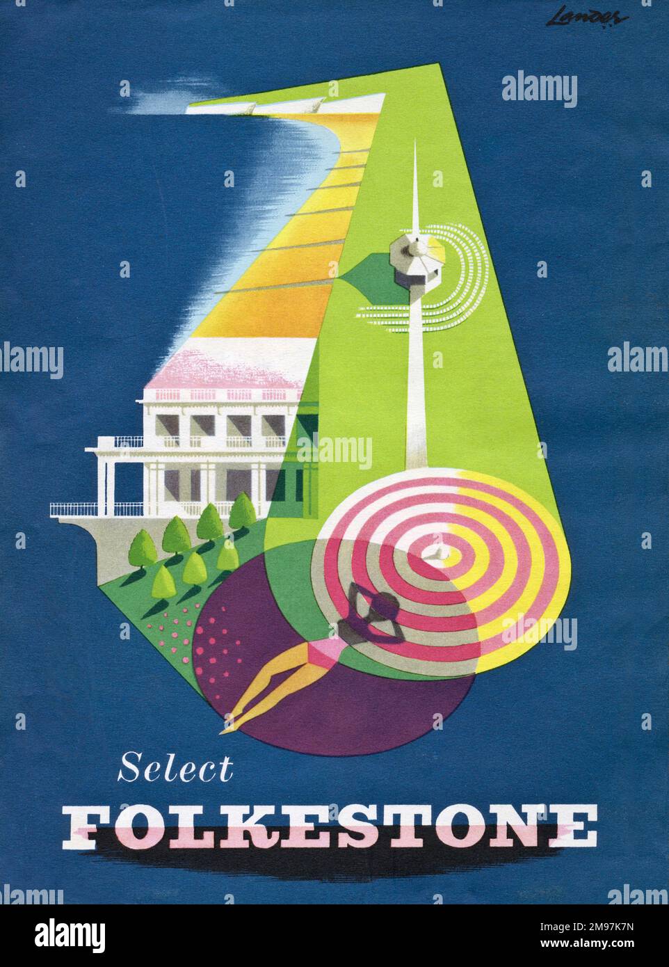 Poster by Lander, Select Folkestone, advertising the town as a holiday destination. Stock Photo