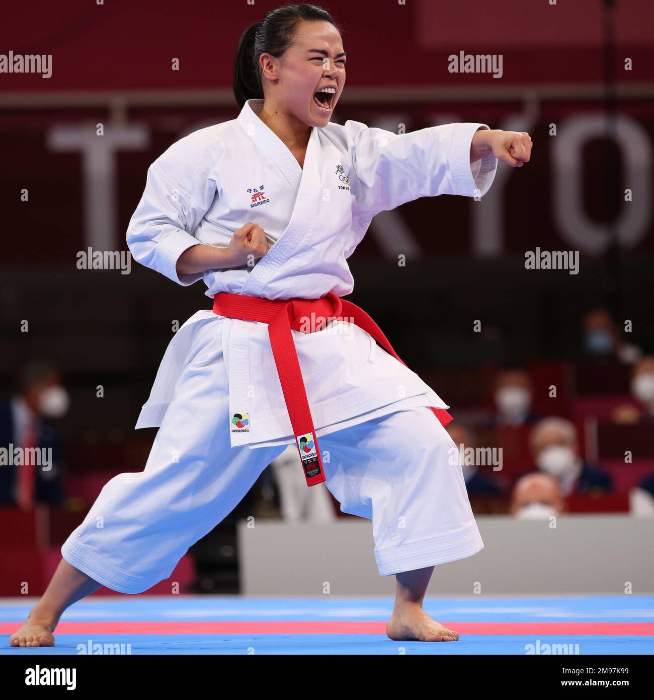 AUG 5, 2021 - TOKYO, JAPAN: Andrea ANACAN of New Zealand competes in the Women's Kata Elimination Round at the Tokyo 2020 Olympic Games (Photo by Mickael Chavet/RX) Stock Photo