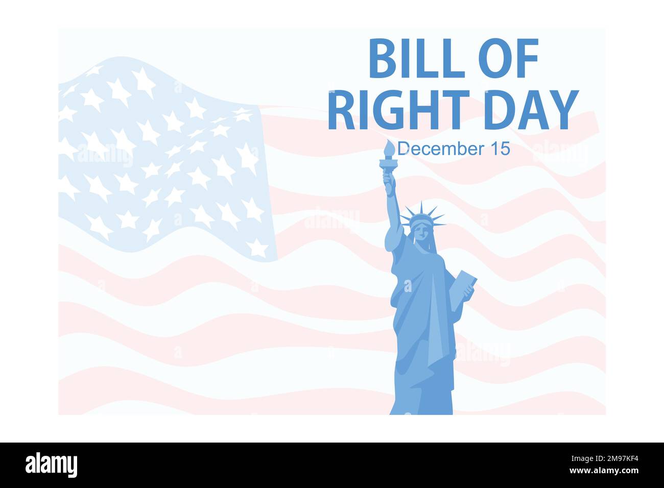 Bill of Rights Day in the United States, a commemoration of the ratification of the first 10 amendments to the US Constitution. December 15, flat vect Stock Vector