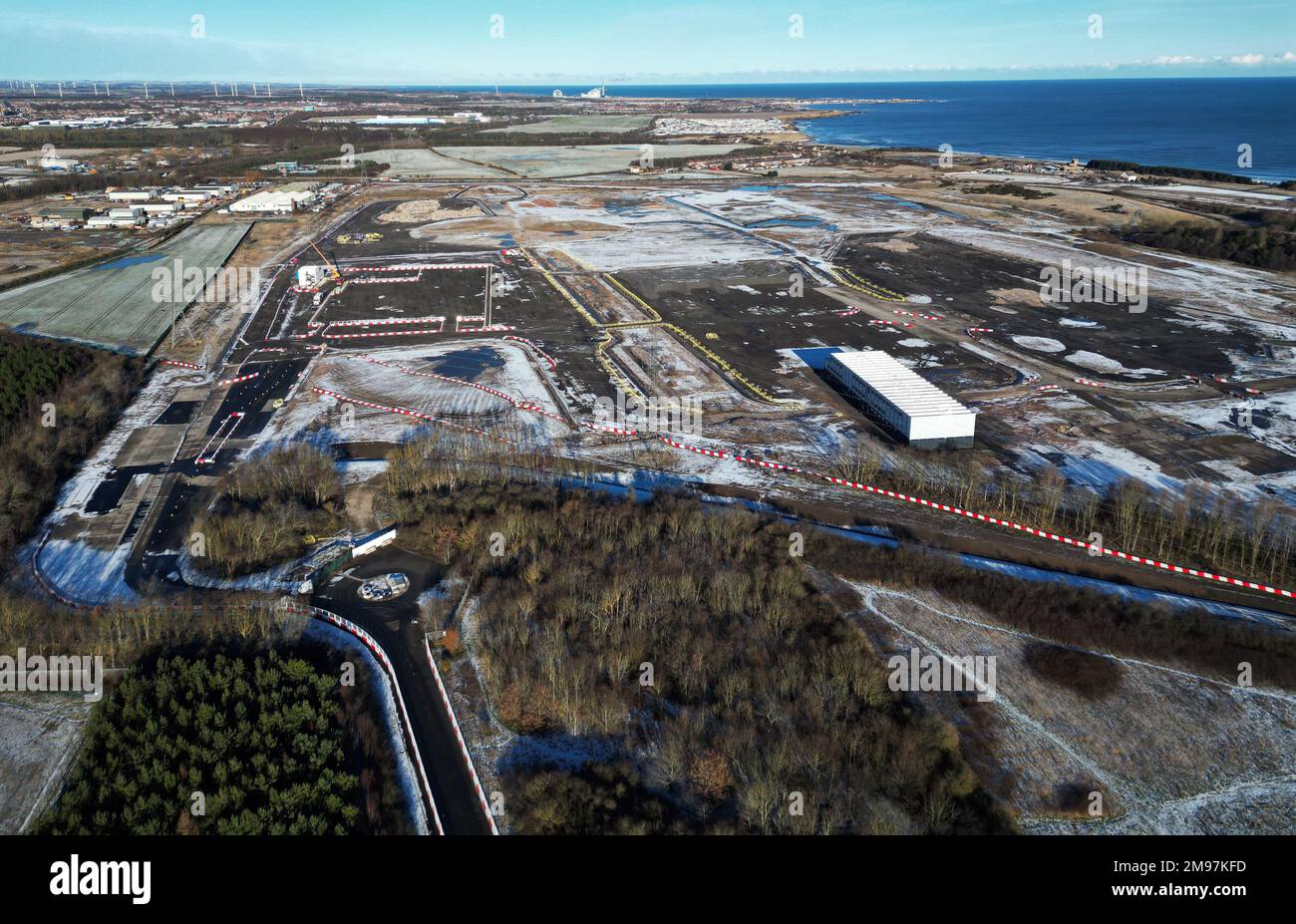 The site in Blyth, Northumberland where Britishvolt had plans to build a gigafactory to make batteries. The troubled electric car battery maker is expected to fall into administration after failures to secure a buyer. Picture date: Tuesday January 17, 2023. Stock Photo