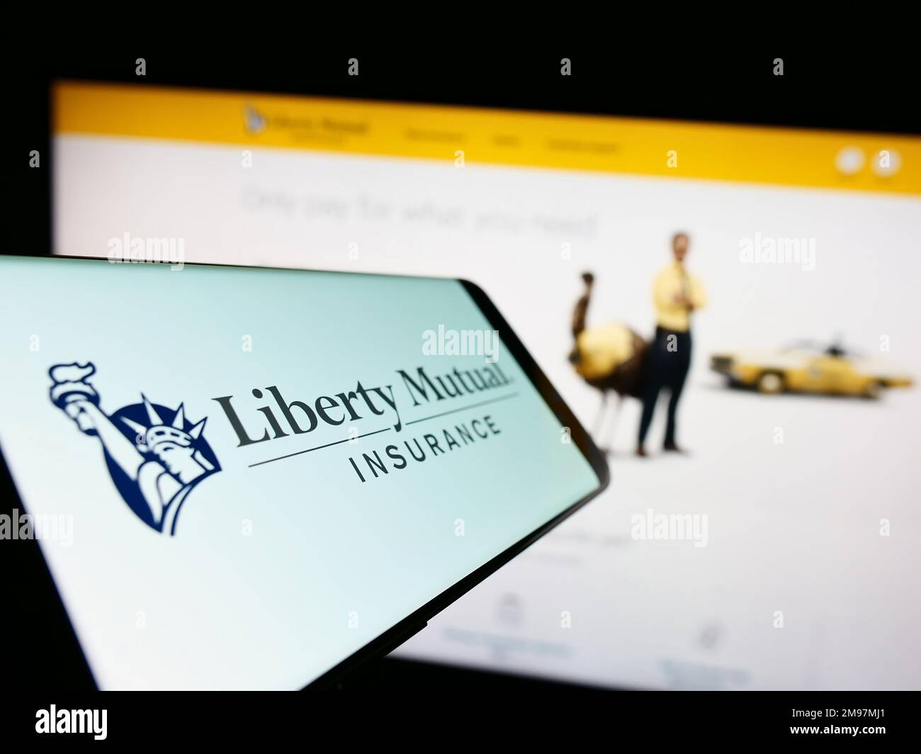 Mobile phone with logo of American insurance company Liberty Mutual