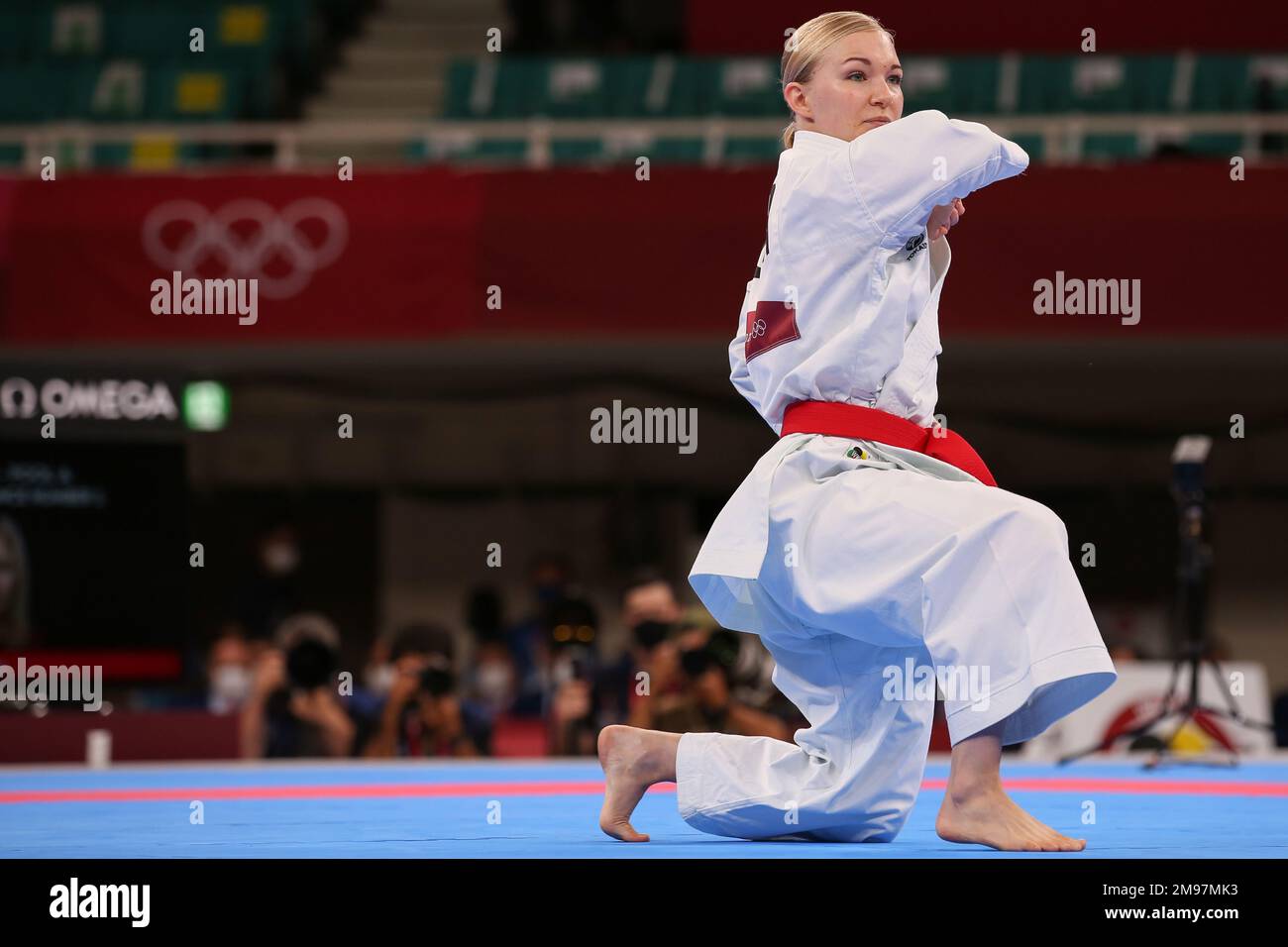 AUG 5, 2021 - TOKYO, JAPAN: Jasmine Jüttner of Germany competes in the Women's Kata Elimination Round at the Tokyo 2020 Olympic Games (Photo by Mickael Chavet/RX) Stock Photo