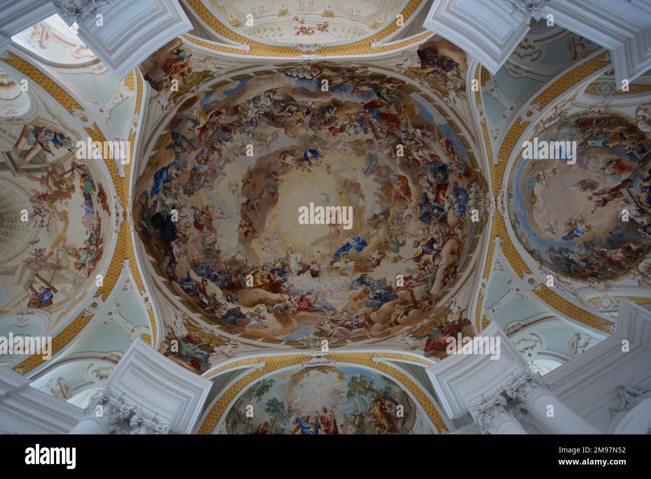 Germany, Baden Wurttemberg, Neresheim:Ceiling paintings in the Abbey church Stock Photo