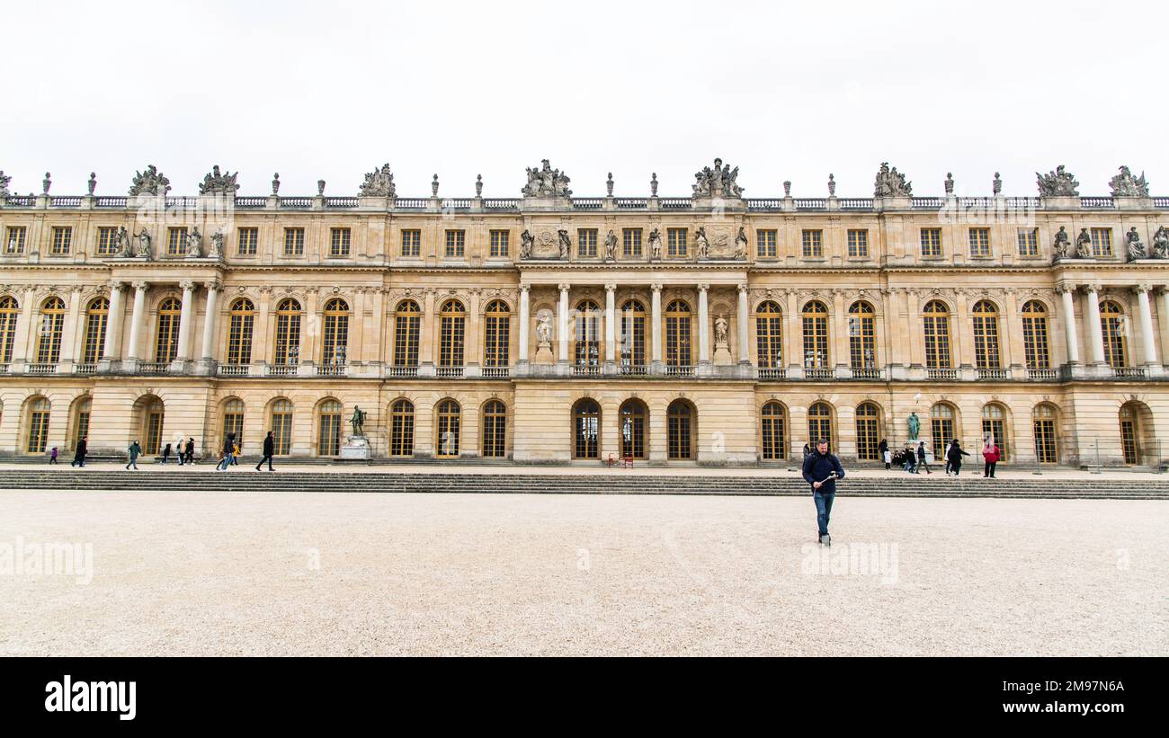 Versailles, France Dec. 28 2022 The facade of Versailles Palace