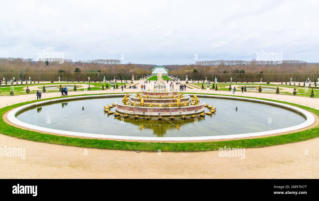 Versailles, France Dec 28 2022 The Panorama view of the garden and