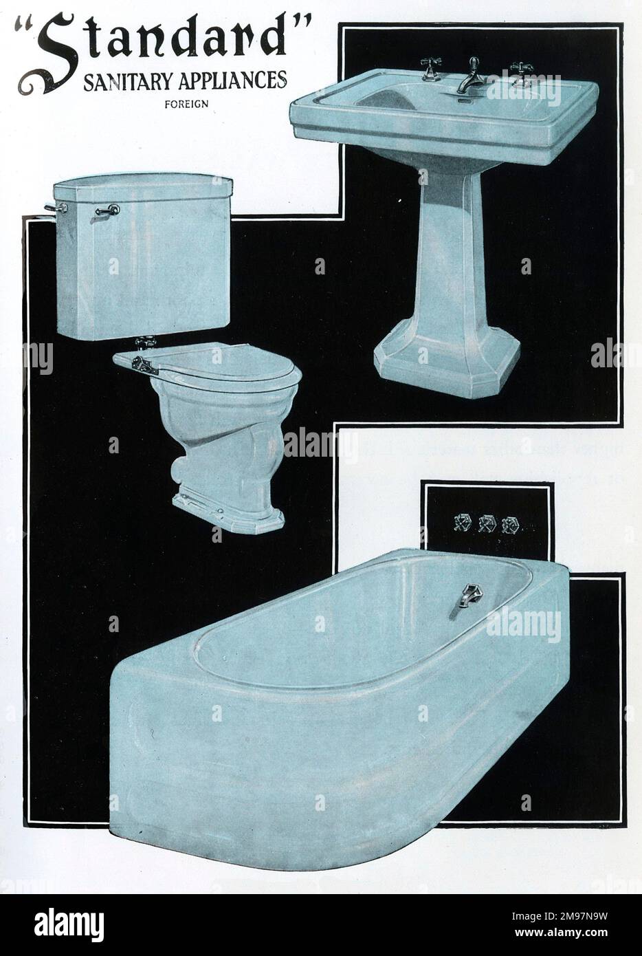 Standard' Sanitary Appliances suite in Claire de Lune Blue Stock Photo