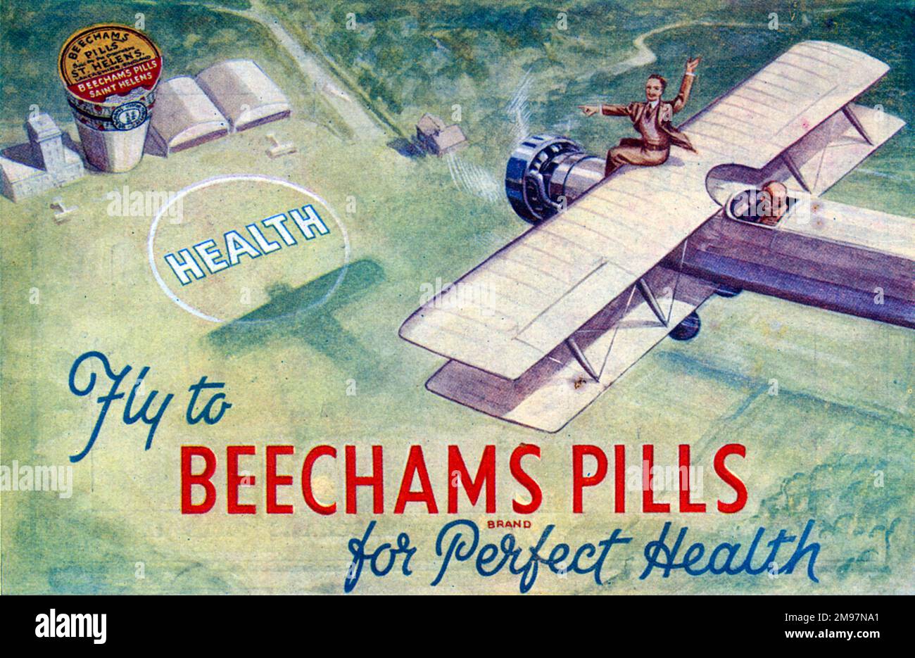 Fly to Beechams Pills for Perfect Health - Promo Prochure Stock Photo