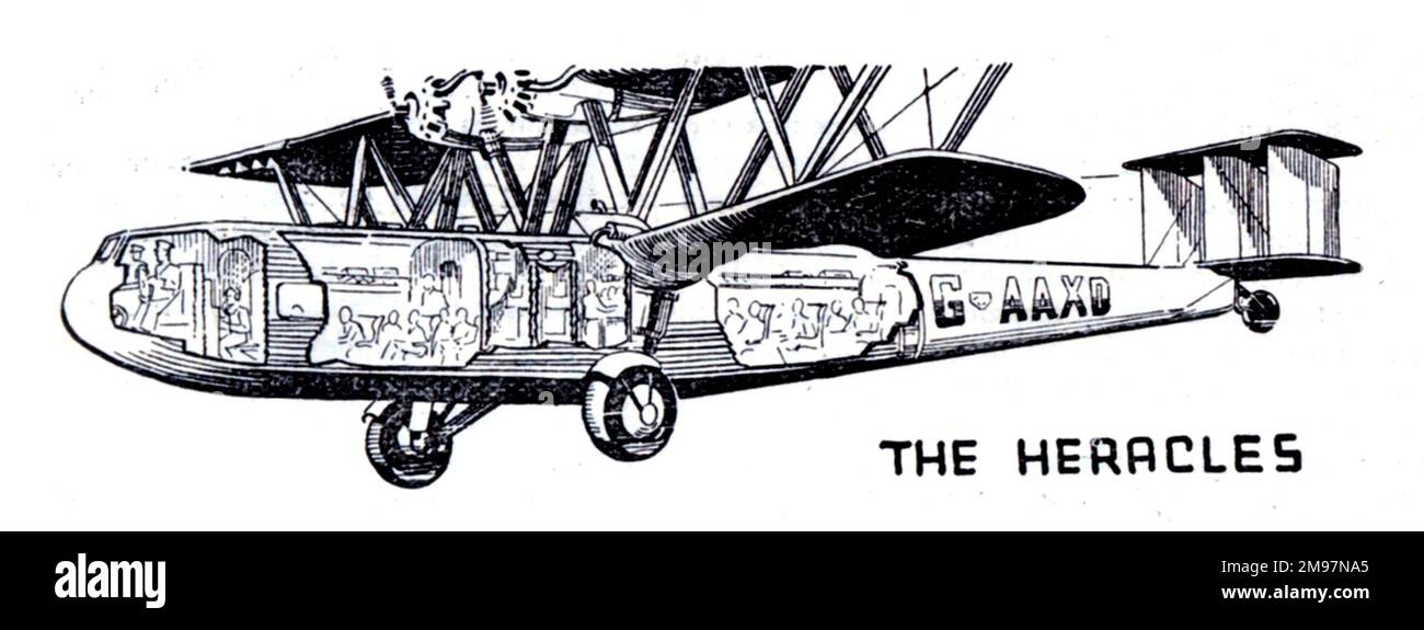 G-AAXC Heracales, a Handley Page H.P.45 British four-engine biplane airliner designed to a 1928 Imperial Airways specification by Handley Page of Radlett in Hertfordshire. Impressed into service with the RAF in 1940, the aircraft was destroyed in a gale at Whitchurch Airport, Bristol, when it was blown into an H.P.42 (Hanno) and damaged beyond repair. Stock Photo