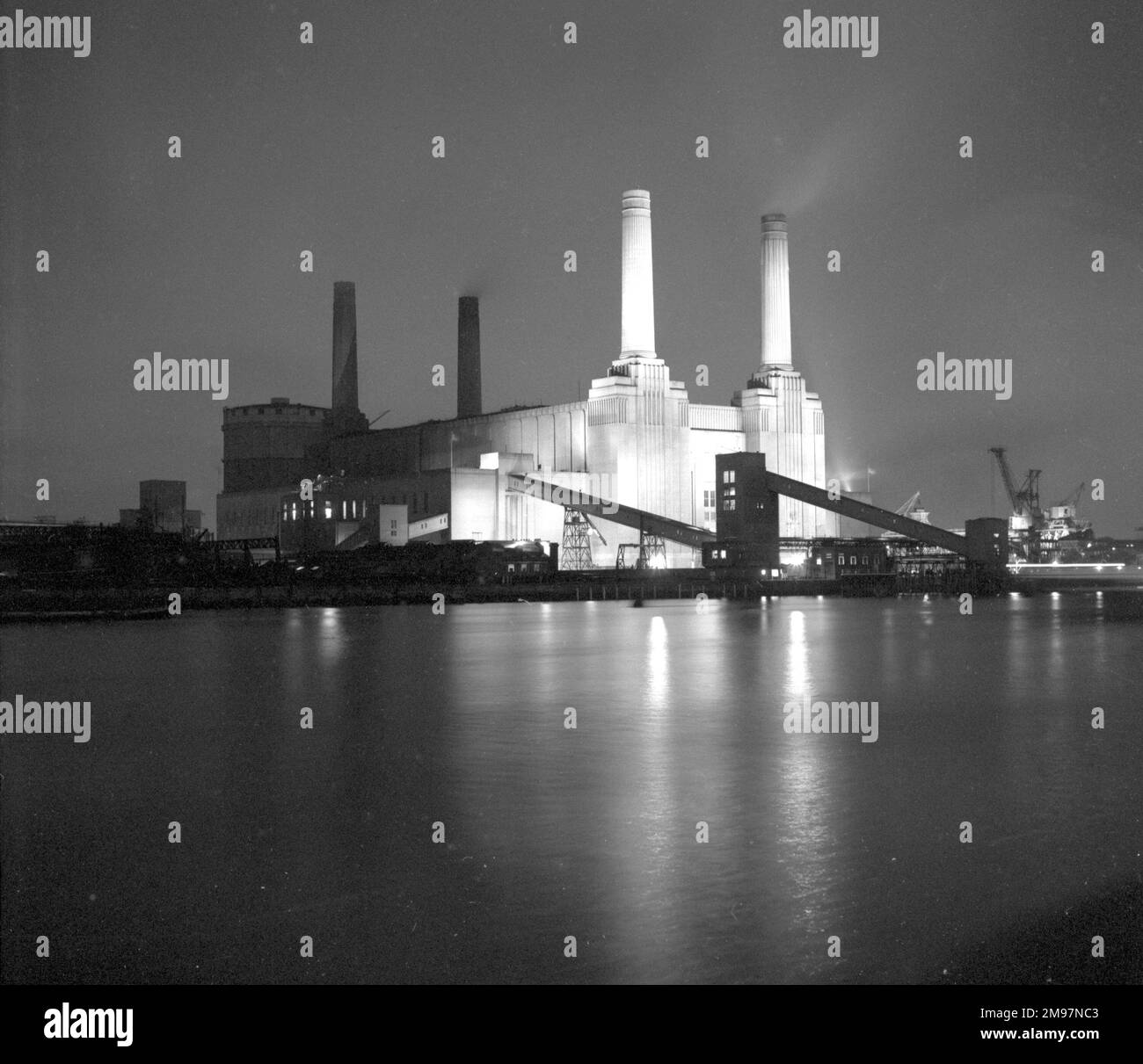 Battersea Power Station at night. Stock Photo