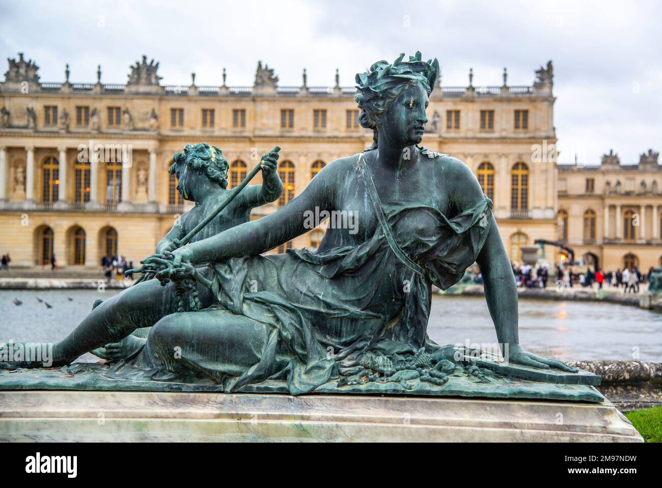 Versailles, France Dec. 28 2022 The bronze statue in the garden of Versailles Palace in
