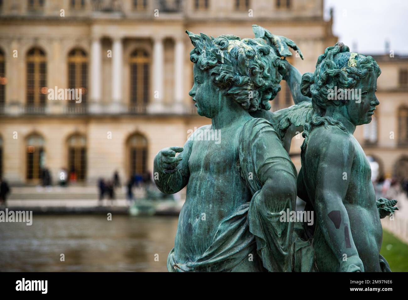 Versailles, France Dec. 28 2022 The bronze statue in the garden of