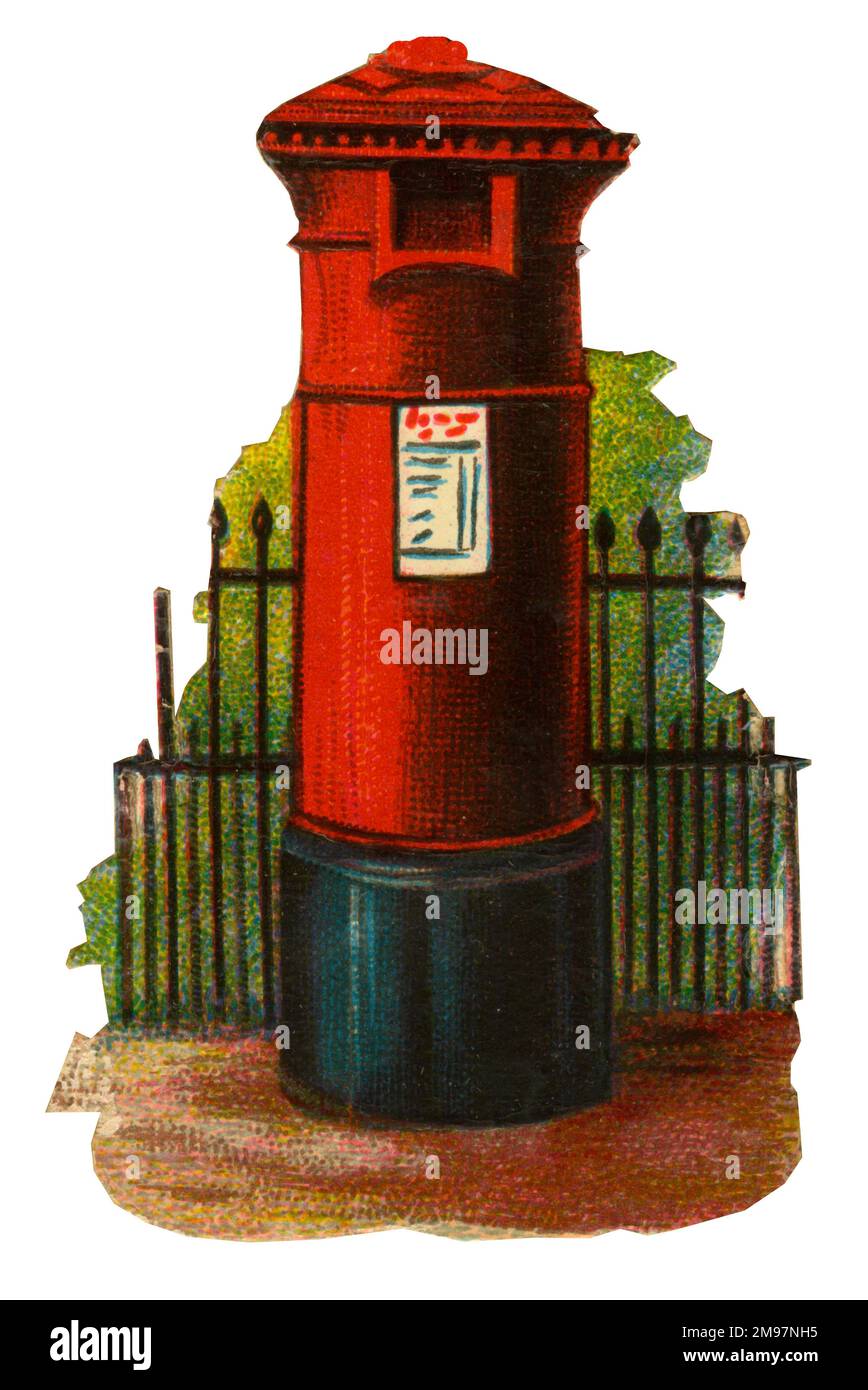 Victorian Scrap, red pillar box Stock Photo Alamy