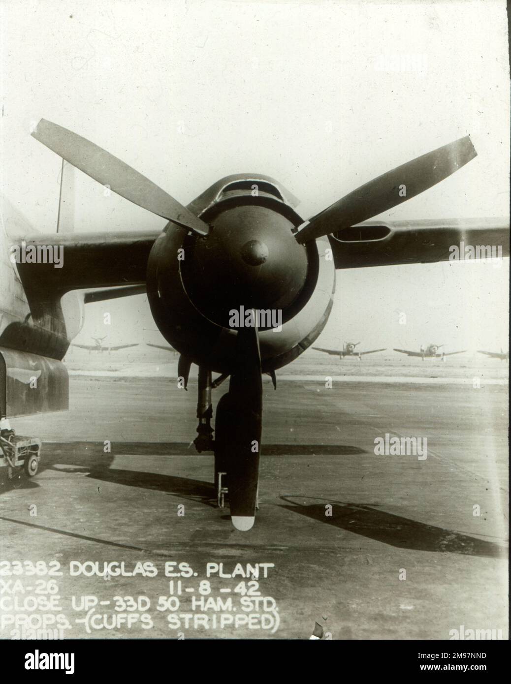 Engine installation on the Douglas XA-26 Invader. Stock Photo