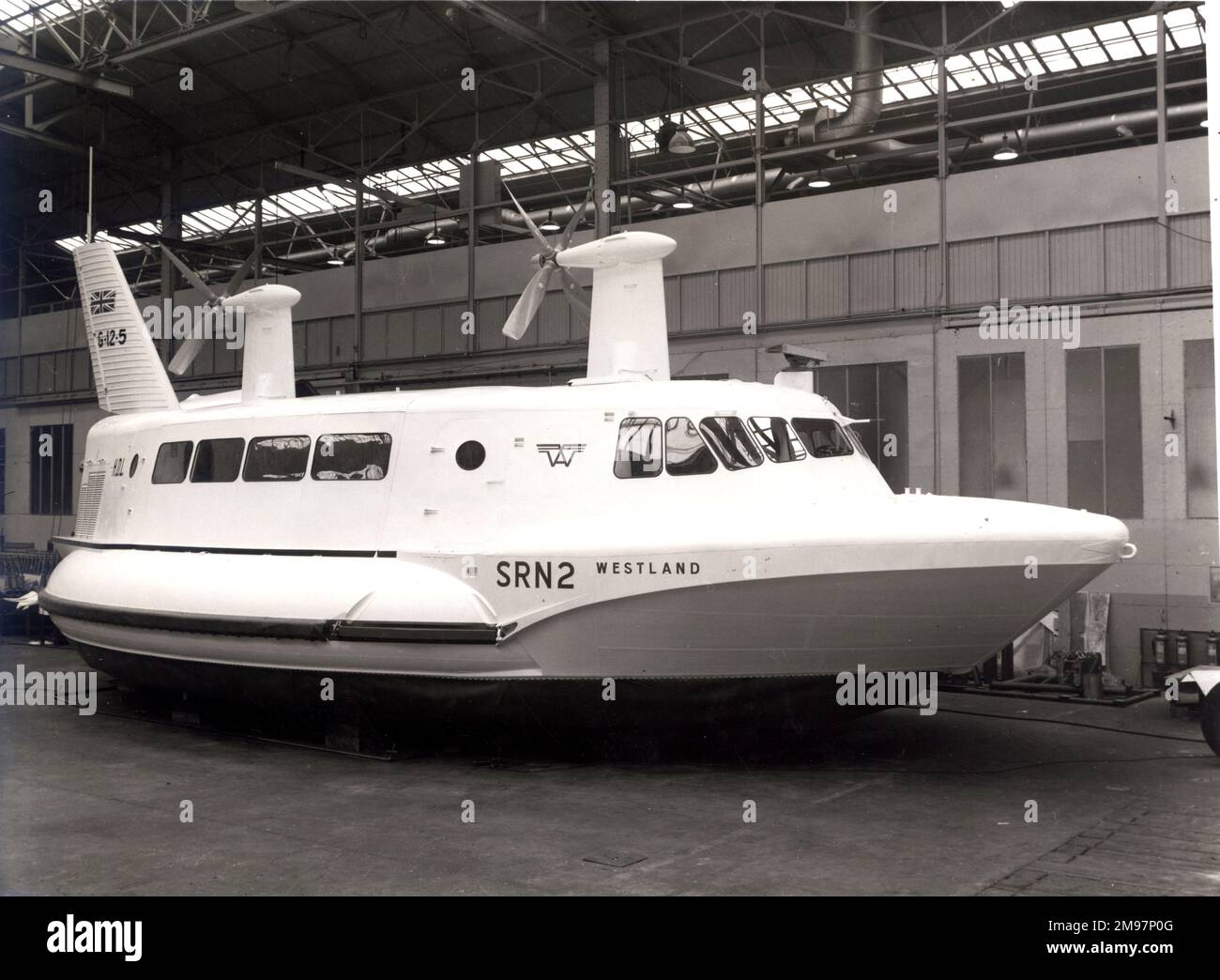 Westland SRN2 hovercraft, G-12-5, prior to initial engine runs, 29 November 1961. Stock Photo