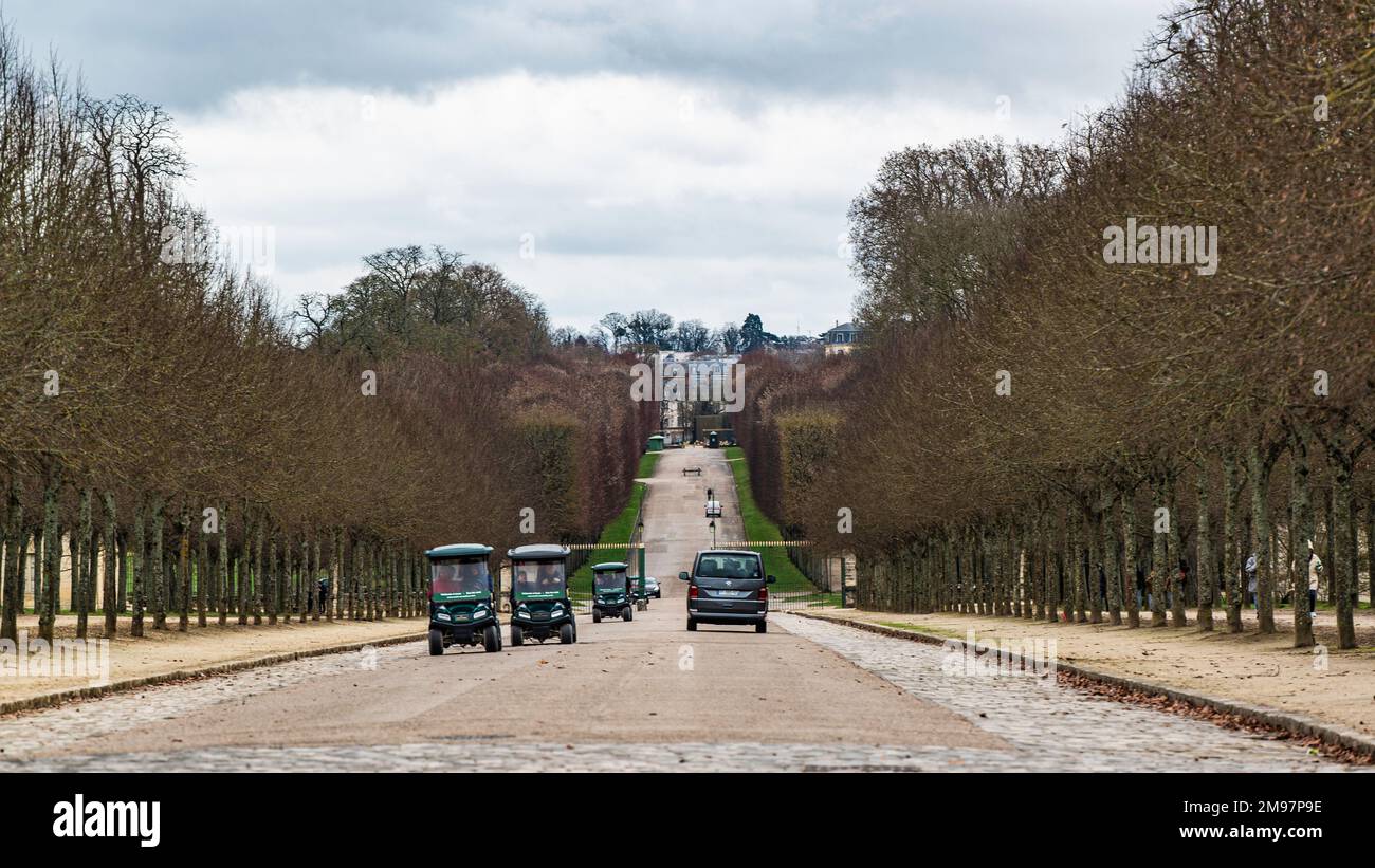 Versailles, France Dec. 28 2022 Entrance avenue of Versailles Palace