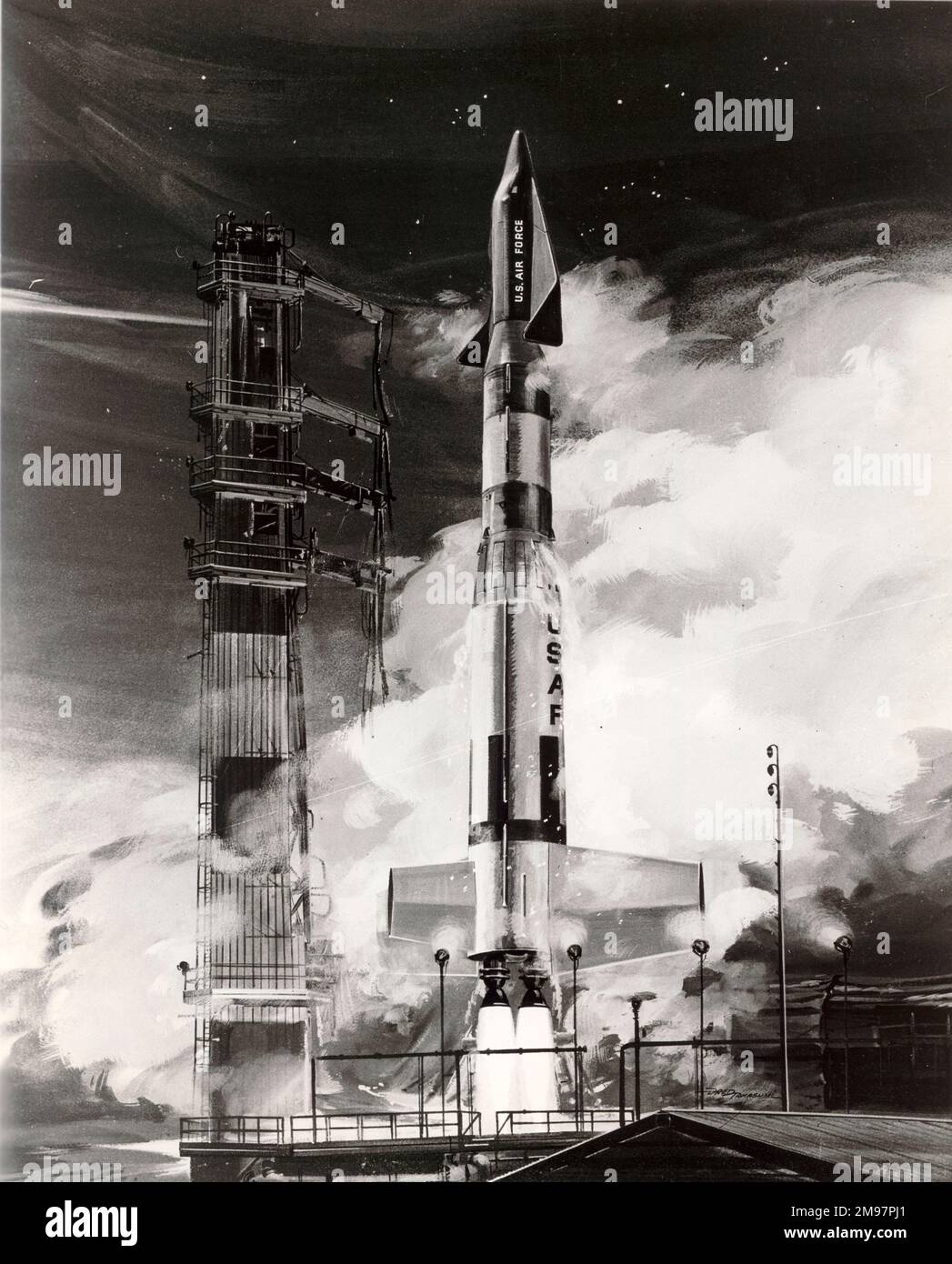 An artist’s impression of Dyna Soar during launch on a Titan ICBM. c.1960. Stock Photo