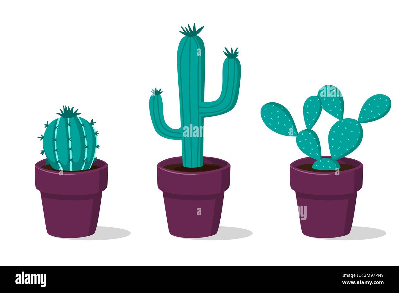 Cactus Plants In Pot for Decoration Vector Illustration Stock Vector
