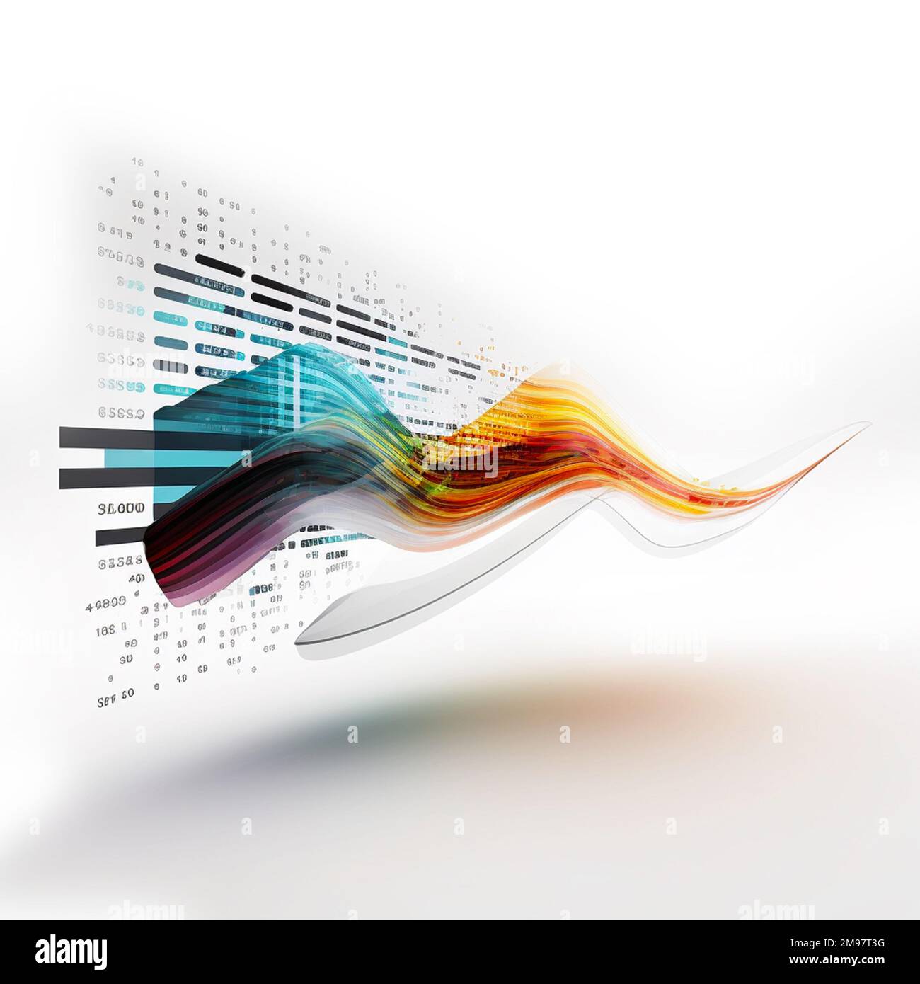 Big data flowing on white background. Data stream. Global database. 3D ...