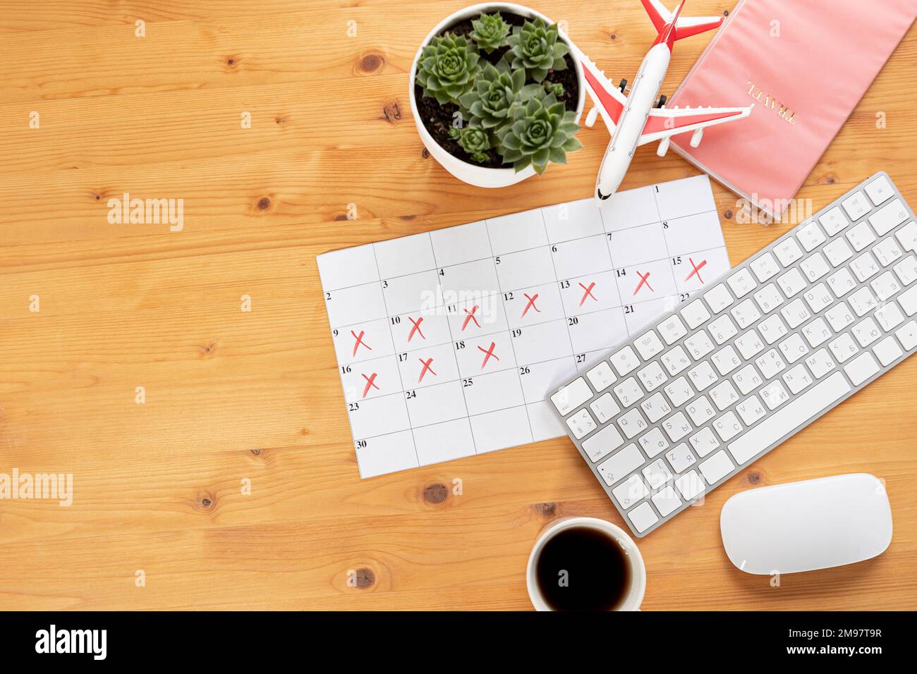 Calendar and reminders for business trip, travel and vacation. planner