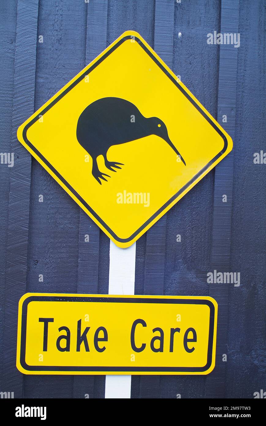 New Zealand, kiwi warning sign Stock Photo Alamy